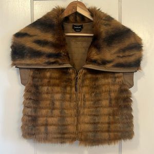 🍌 Bebe Faux Fur Brown Zipper Vest - Size XS